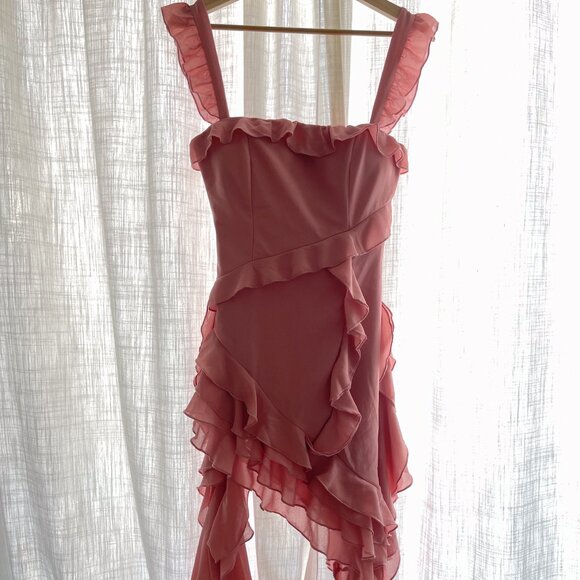 Brand New Alieva LENORA RUFFLE MINI DRESS (BLUSH PINK) - Picture 6 of 10